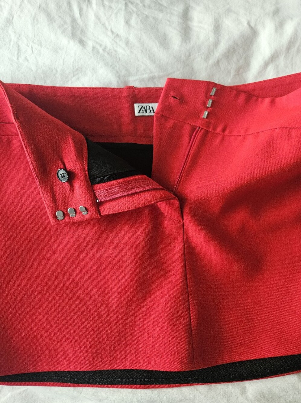 ZARA Chic Red Tailored Low-Rise Mini Y2K Skirt | SZ XXL - Picture 6 of 9
